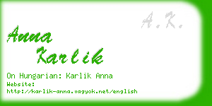 anna karlik business card
